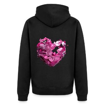 Valentinstag Herz Liebe Liebesbeweis Gefühle - Unisex Premium Bio Zip Hoodie - Schwarz - Hinten - Nico (187cm)