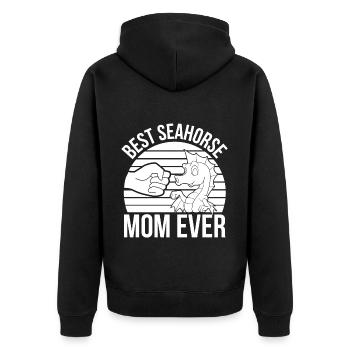 Seepferdchen | Meer Seepferd Tiere Fische Geschenk - Unisex Premium Bio Zip Hoodie - Schwarz - Hinten - Nico (187cm)