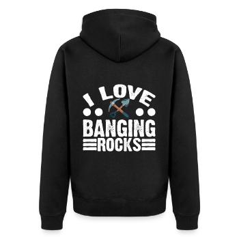 I Love Banging Rocks 3 - Unisex Premium Bio Zip Hoodie - Schwarz - Hinten - Nico (187cm)