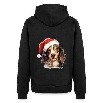 Chien Noël Père Noël chapeau joyeux dogmes laide - Veste à capuche bio Premium Unisexe - noir - Dos - Nico (187cm)