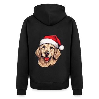 Golden Retriever Dog Christmas - Unisex Premium Organic Zip Hoodie - black - Back - Nico (187cm)