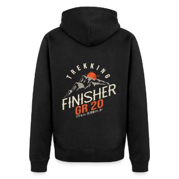 GR 20 Korsische Wanderung GR 20 Trek - Unisex Premium Bio Zip Hoodie - Schwarz - Hinten - Nico (187cm)
