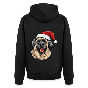 Leonberger Hund Weihnachten Porträt Xmas - Unisex Premium Bio Zip Hoodie - Schwarz - Hinten - Nico (187cm)