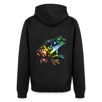 Frosch Kopf Bunt - Unisex Premium Bio Zip Hoodie - Schwarz - Hinten - Nico (187cm)