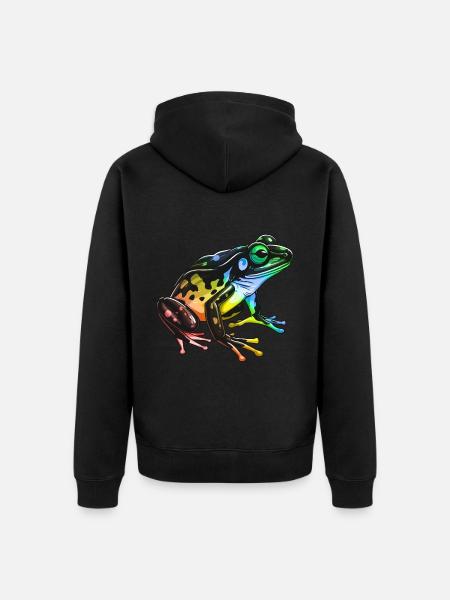 Frosch Kopf Bunt - Unisex Premium Bio Zip Hoodie - Schwarz