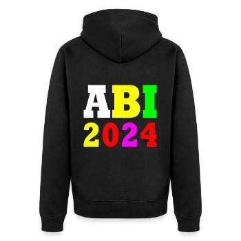 Abi 2024 - Unisex Premium Bio Zip Hoodie - Schwarz - Hinten - Nico (187cm)