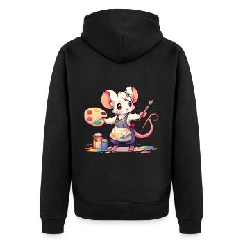 Cute Mouse Artist - Unisex Premium Organic Zip Hoodie - black - Back - Nico (187cm)