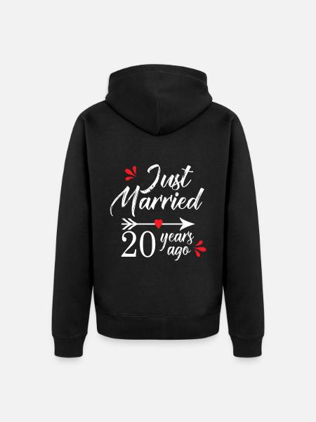 Wedding Anniversary 20 Years Married for 20 Years - Unisex Premium Organic Zip Hoodie - black