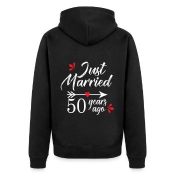 Hochzeitstag 50 Jahre Seit 50 Jahren verheiratet - Unisex Premium Bio Zip Hoodie - Schwarz - Hinten - Nico (187cm)
