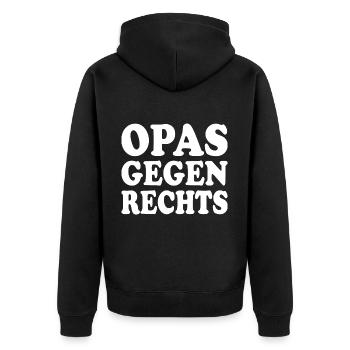 Opas gegen rechts - Unisex Premium Bio Zip Hoodie - Schwarz - Hinten - Nico (187cm)