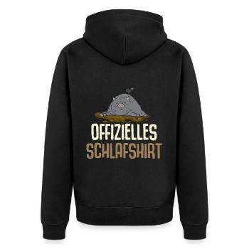Official Sleeping Shirt Poybelly Pig - Unisex Premium Organic Zip Hoodie - black - Back - Nico (187cm)