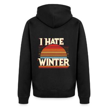 I Hate Winter 8 - Unisex Premium Bio Zip Hoodie - Schwarz - Hinten - Nico (187cm)