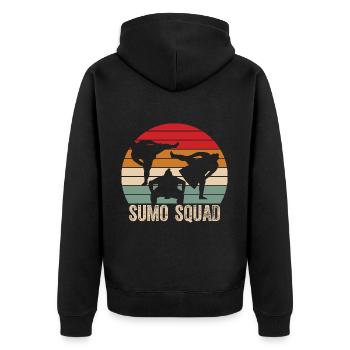 Sumo-Trupp - Unisex Premium Bio Zip Hoodie - Schwarz - Hinten - Nico (187cm)