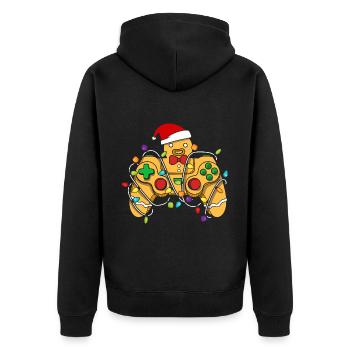 Christmas Gaming Controller Gingerbread - Unisex Premium Bio Zip Hoodie - Schwarz - Hinten - Nico (187cm)
