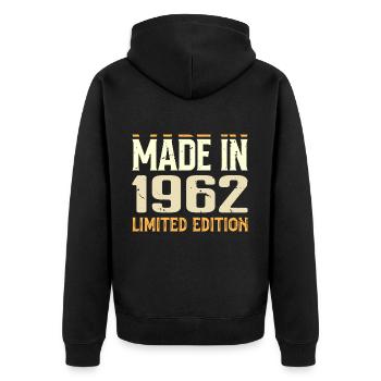 Tolles Geburtstagsgeschenk 1962 von 1962 Retro - Unisex Premium Bio Zip Hoodie - Schwarz - Hinten - Nico (187cm)