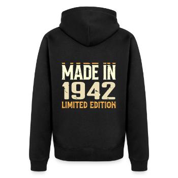 Awesome 1942 Anniversary Gift From 1942 Retro - Unisex Premium Organic Zip Hoodie - black - Back - Nico (187cm)