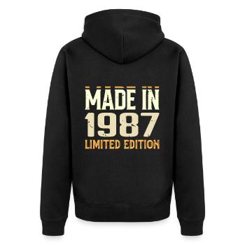 Awesome 1987 Birthday Gift Since 1987 Retro - Unisex Premium Organic Zip Hoodie - black - Back - Nico (187cm)