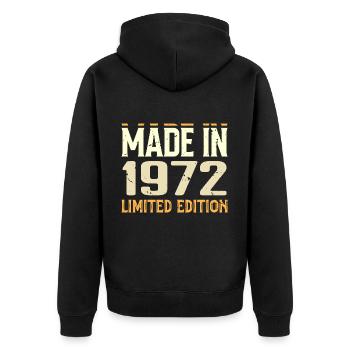 Tolles Geschenk zum Jubiläum von 1972 seit 1972 Retro - Unisex Premium Bio Zip Hoodie - Schwarz - Hinten - Nico (187cm)