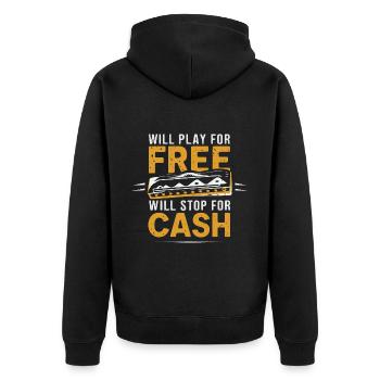 Harmonica Playing Gift - Unisex Premium Organic Zip Hoodie - black - Back - Nico (187cm)