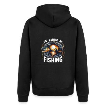 I'D Rather Be Fishing - Unisex Premium Organic Zip Hoodie - black - Back - Nico (187cm)