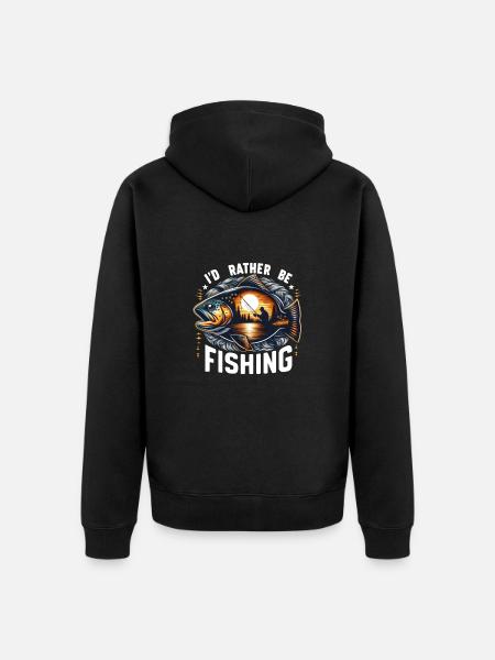 I'D Rather Be Fishing - Unisex Premium Organic Zip Hoodie - black