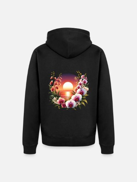Orchid Sunset - Unisex Premium Organic Zip Hoodie - black