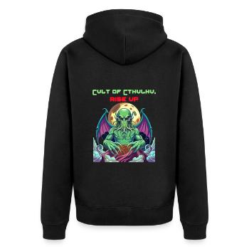 Cthulhu Horror Monster No Lives Matter T-Shirt - Unisex Premium Bio Zip Hoodie - Schwarz - Hinten - Nico (187cm)