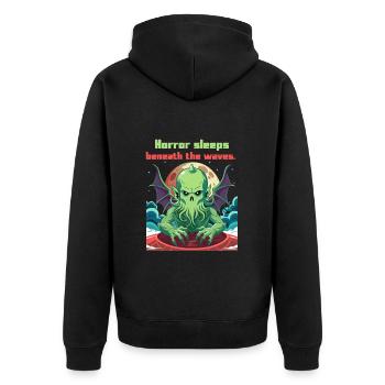 Cthulhu Monster Horror No Lives Matter T-Shirt - Unisex Premium Bio Zip Hoodie - Schwarz - Hinten - Nico (187cm)