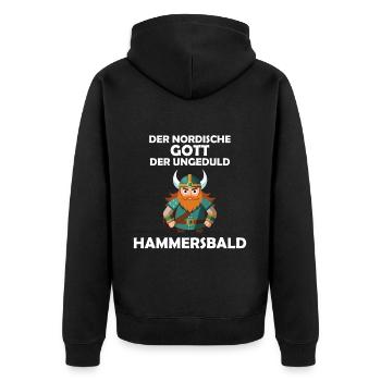 Hammersbald Wikinger Nordische Mythologie Ungeduld - Unisex Premium Bio Zip Hoodie - Schwarz - Hinten - Nico (187cm)