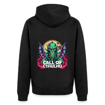 Cthulhu Lord & Savior Monster Horror T-Shirt - Unisex Premium Bio Zip Hoodie - Schwarz - Hinten - Nico (187cm)
