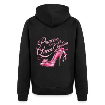 Stilvolle Prinzessin und Königin für Frauen - Unisex Premium Bio Zip Hoodie - Schwarz - Hinten - Nico (187cm)