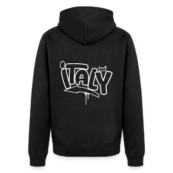 Italy Graffiti - Unisex Premium Bio Zip Hoodie - Schwarz - Hinten - Nico (187cm)