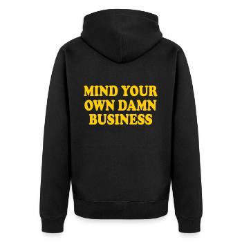 mind your own damn business - Veste à capuche bio Premium Unisexe - noir - Dos - Nico (187cm)