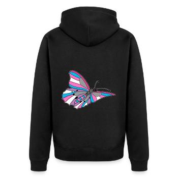 butterfly transgender, bigender, transsexual - Unisex Premium Organic Zip Hoodie - black - Back - Nico (187cm)