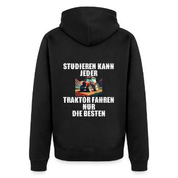 Traktor Landwirtschaft Trecker Landwirt Trecker - Unisex Premium Bio Zip Hoodie - Schwarz - Hinten - Nico (187cm)
