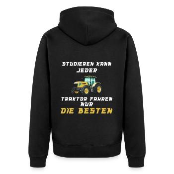 Traktor Landwirtschaft Trecker Landwirt Trecker - Unisex Premium Bio Zip Hoodie - Schwarz - Hinten - Nico (187cm)