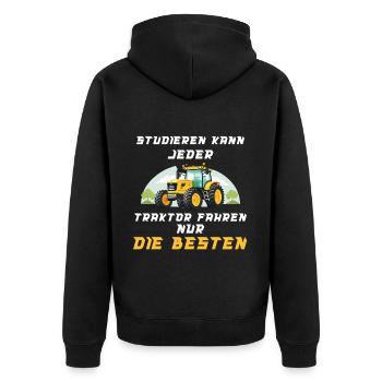 Traktor Landwirtschaft Trecker Landwirt Trecker - Unisex Premium Bio Zip Hoodie - Schwarz - Hinten - Nico (187cm)