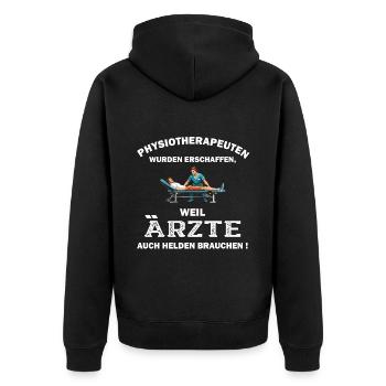Physiotherapeut Geschenk Physio Physiotherapie - Unisex Premium Bio Zip Hoodie - Schwarz - Hinten - Nico (187cm)