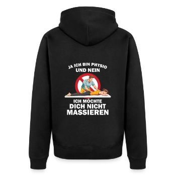 Physiotherapeut Geschenk Physio Physiotherapie - Unisex Premium Bio Zip Hoodie - Schwarz - Hinten - Nico (187cm)