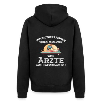 Physiotherapeut Geschenk Physio Physiotherapie - Unisex Premium Bio Zip Hoodie - Schwarz - Hinten - Nico (187cm)