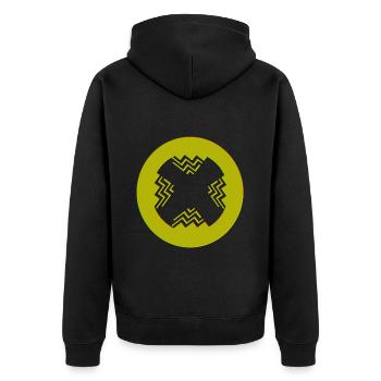 Circular Inner Style - Unisex Premium Organic Zip Hoodie - black - Back - Nico (187cm)