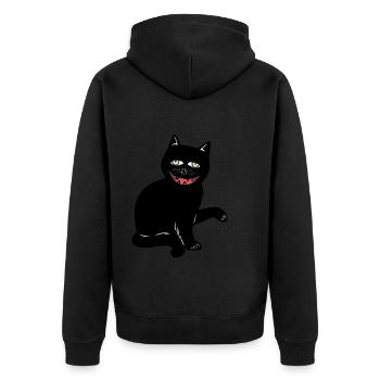 Halloween Katze schwarzer Kater gruselig Horror - Unisex Premium Bio Zip Hoodie - Schwarz - Hinten - Nico (187cm)