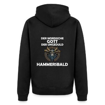 Wikinger Hammersbald Nordische Mythologie Ungeduld - Unisex Premium Bio Zip Hoodie - Schwarz - Hinten - Nico (187cm)