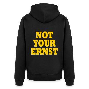 Not your ernst - Unisex Premium Bio Zip Hoodie - Schwarz - Hinten - Nico (187cm)