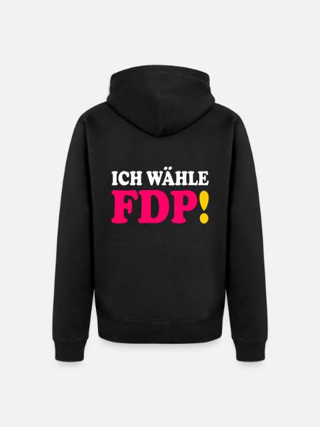 Fdp - ich wähle fdp - Unisex Premium Bio Zip Hoodie - Schwarz