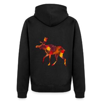 Elch Moose Skandinavien Schweden Norwegen Herbst - Unisex Premium Bio Zip Hoodie - Schwarz - Hinten - Nico (187cm)