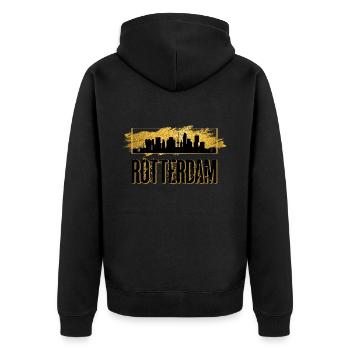 Rotterdam Niederlande Holland Skyline Stadt Gold - Unisex Premium Bio Zip Hoodie - Schwarz - Hinten - Nico (187cm)
