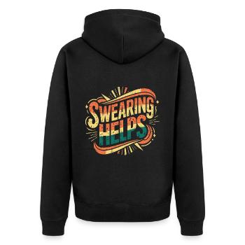 Swearing Helps 10 - Unisex Premium Bio Zip Hoodie - Schwarz - Hinten - Nico (187cm)