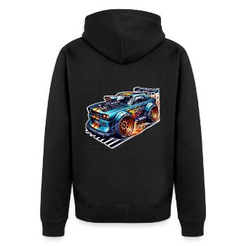 Sportwagen Tuning Auto - Unisex Premium Bio Zip Hoodie - Schwarz - Hinten - Nico (187cm)