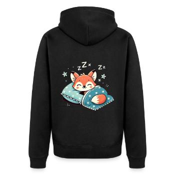 Fox Sleeping In Bed At Night Time - Unisex Premium Bio Zip Hoodie - Schwarz - Hinten - Nico (187cm)
